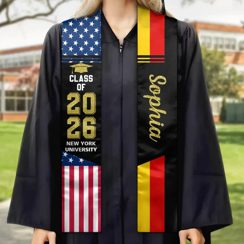 America Flag Graduation - Personalized Stoles