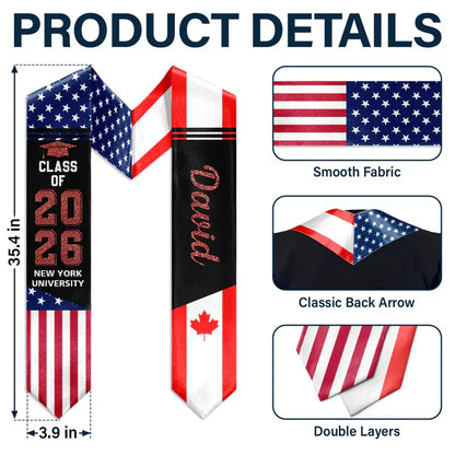 America Flag Graduation - Personalized Stoles