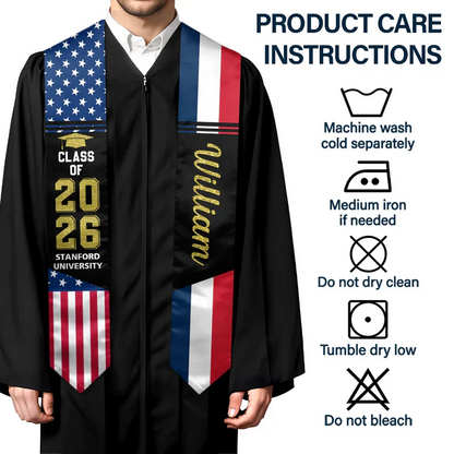 America Flag Graduation - Personalized Stoles