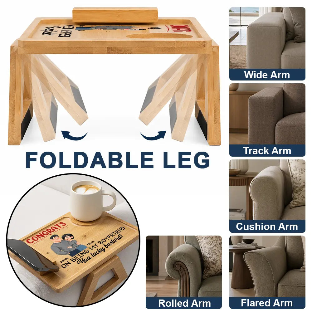 Animate Couple Congrats On Being My Husband - Personalized Couch Arm Table