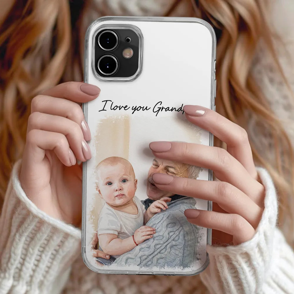 Custom Photo Watercolor Painting I Love You Daddy Grandpa Pet Dad - Personalized Clear Phone Case