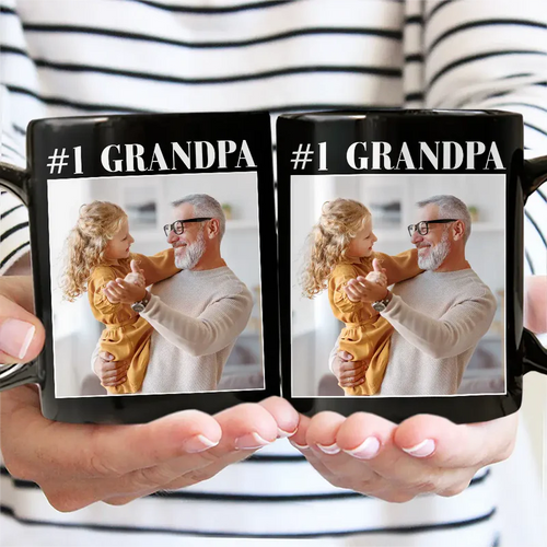 Custom Photo Best Dad Ever No 1 Grandpa - Personalized Mug