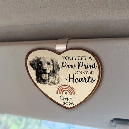 Custom Photo Pencil Sketch I Crossed The Rainbow Bridge Knowing I Was Loved - Personalized Custom Shaped Car Visor Clip