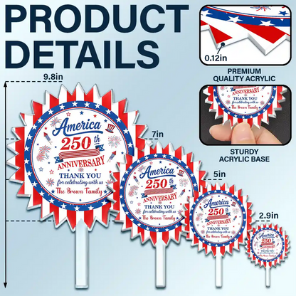 250th Anniversary Thank You For Celebrating With Us - Personalized Acrylic Cake Topper