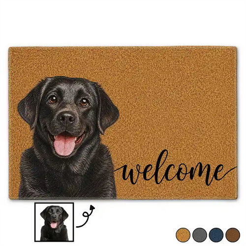 Custom Photo Colored Pencil Sketch Dog Cat Pet Welcome - Personalized Doormat