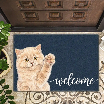 Custom Photo Colored Pencil Sketch Dog Cat Pet Welcome - Personalized Doormat