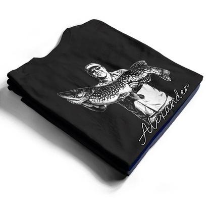 Custom Photo White Pencil Sketch Art O'Fishally Retired - Personalized T Shirt