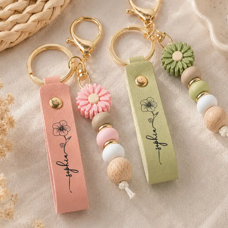 A True Friendship Is A Journey Without An End - Personalized Leather Beaded Keychain