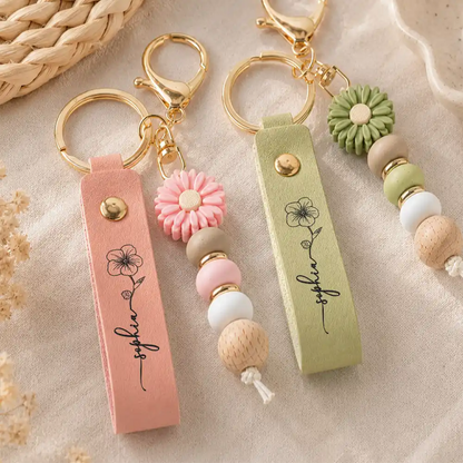 A True Friendship Is A Journey Without An End - Personalized Leather Beaded Keychain