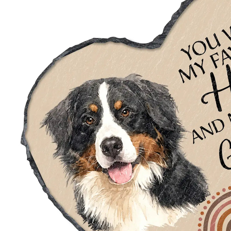 Custom Photo Realistic Watercolor Art I Crossed The Rainbow Bridge Knowing I Was Loved - Personalized Heart Memorial Garden Stone