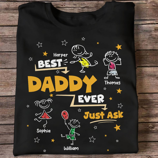 Best Dad Grandpa Ever Ask Cute Stick Kids - Personalized Shirt