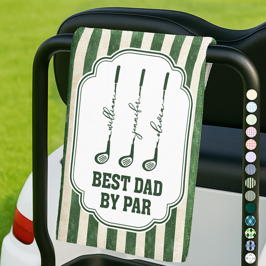 Best Dad By Par Golf Clubs - Personalized Golf Towel