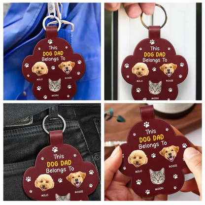 Best Dog Dad Ever - Personalized Custom Shaped Leather Keychain