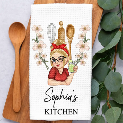 Birth Flower Mom Grandma Kitchen - Personalized Kitchen Towel