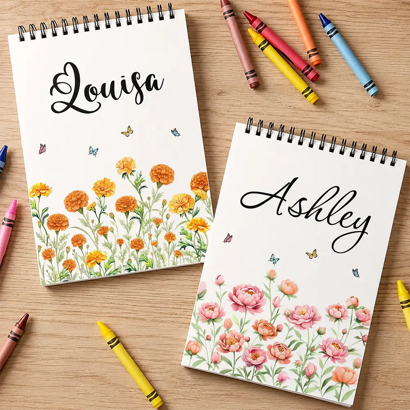 Birth Flower Name For Daughter, Besties, Coworkers - Personalized Sketchbook