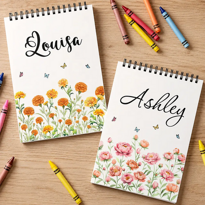Birth Flower Name For Daughter, Besties, Coworkers - Personalized Sketchbook