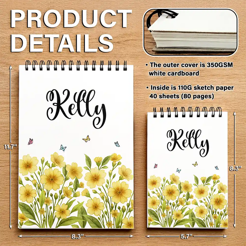Birth Flower Name For Daughter, Besties, Coworkers - Personalized Sketchbook