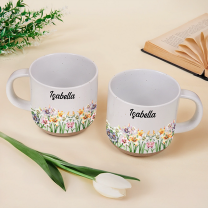 Birth Month Flowers In Bloom - Personalized Pottery Mug