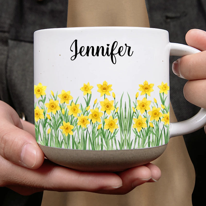 Birth Month Flowers In Bloom - Personalized Pottery Mug