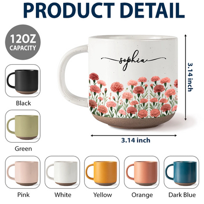 Birth Month Flowers In Bloom - Personalized Pottery Mug