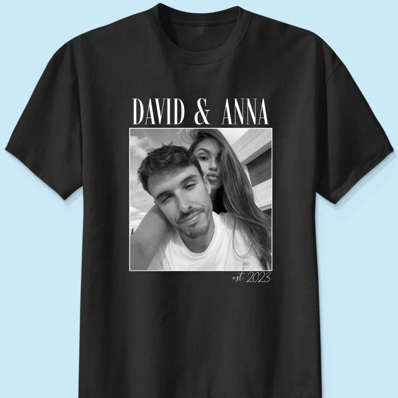 Custom Couple Photo Engagement - Personalized Shirt, - Vintage Couple Picture Shirt, Wedding Anniversary Gift, Couple Gift