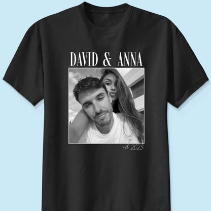Custom Couple Photo Engagement - Personalized Shirt, - Vintage Couple Picture Shirt, Wedding Anniversary Gift, Couple Gift