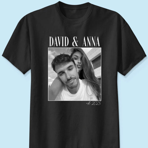Custom Couple Photo Engagement - Personalized Shirt, - Vintage Couple Picture Shirt, Wedding Anniversary Gift, Couple Gift