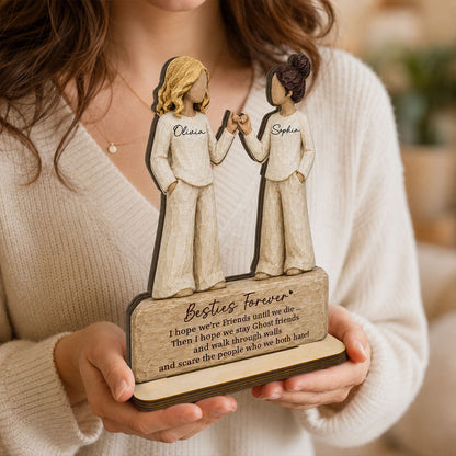 Besties Forever Pinky Promise 2D Flat - Personalized Wooden Plaque - Friendship Keepsake