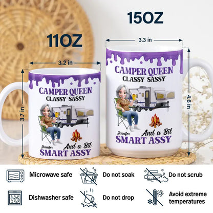 Camper Queen Classy Sassy - Personalized White Edge-to-Edge Mug