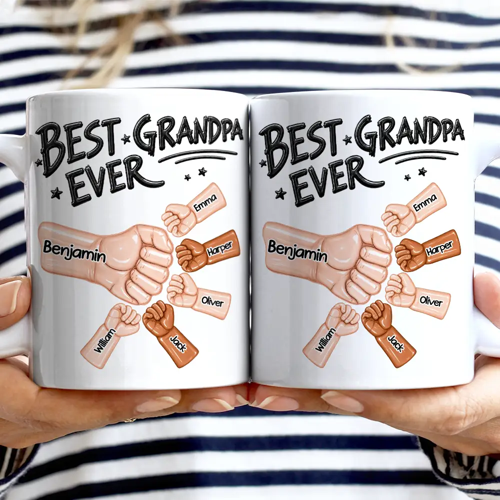 Ceramic Hand Punch Best Dad Ever - Personalized Mug