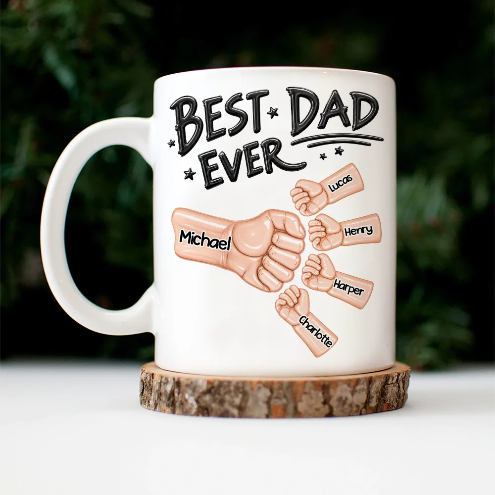 Ceramic Hand Punch Best Dad Ever - Personalized Mug