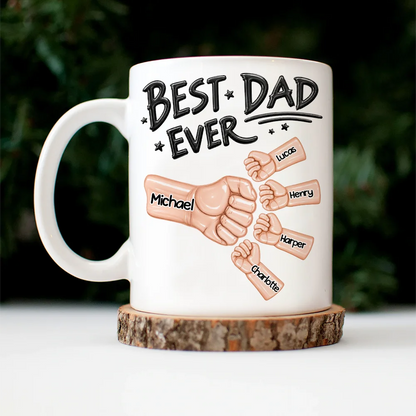 Ceramic Hand Punch Best Dad Ever - Personalized Mug