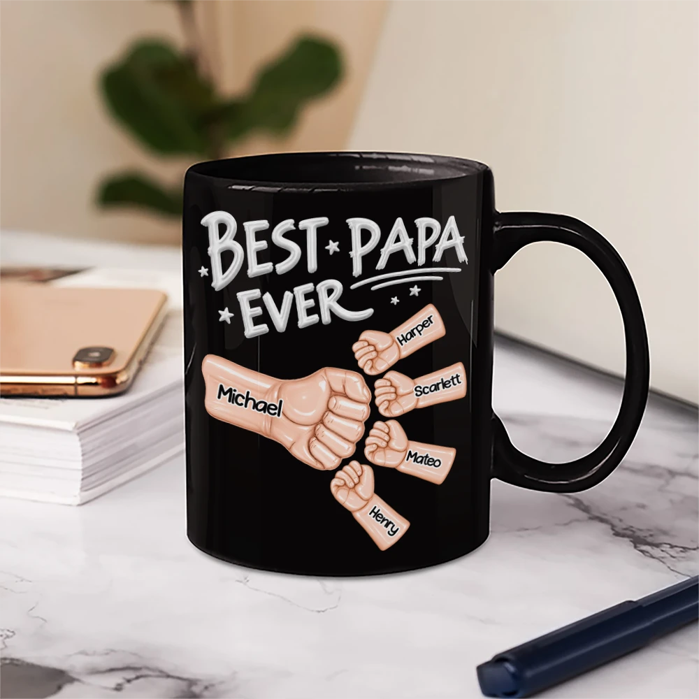Ceramic Hand Punch Best Dad Ever - Personalized Mug