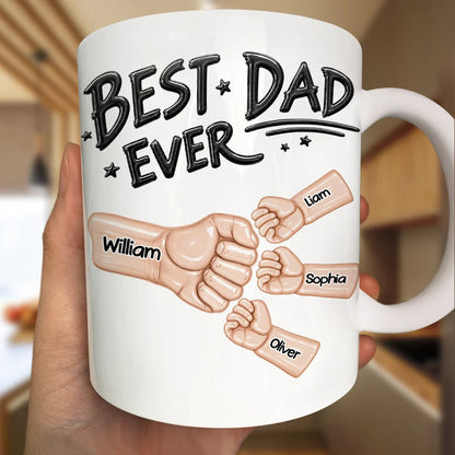 Ceramic Hand Punch Best Dad Ever - Personalized Mug