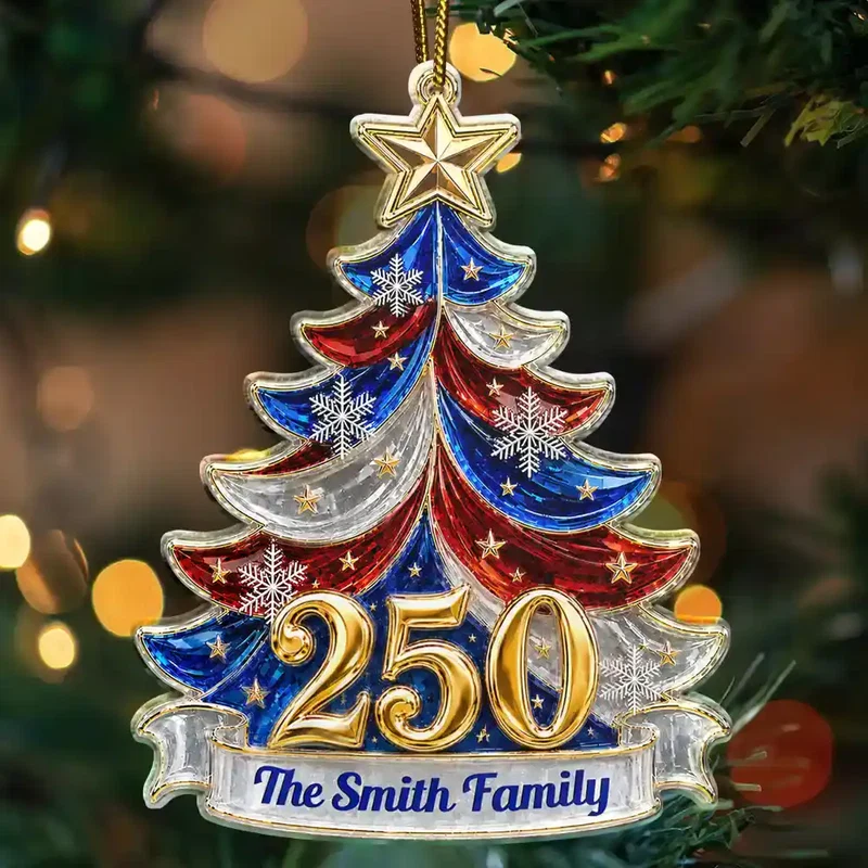 Christmas Faith Family Freedom Always - Personalized Custom Shaped Acrylic Ornament