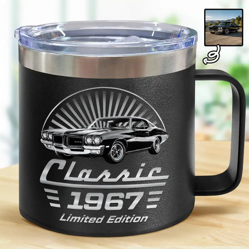 Custom Photo Classic Car Limited Edition - Personalized 14oz Stainless Steel Tumbler With Handle