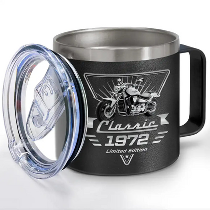 Custom Photo Classic Car Limited Edition - Personalized 14oz Stainless Steel Tumbler With Handle