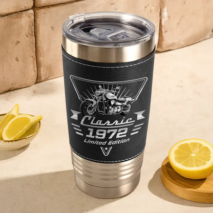 Custom Photo Classic Car Limited Edition - Personalized Leather Tumbler