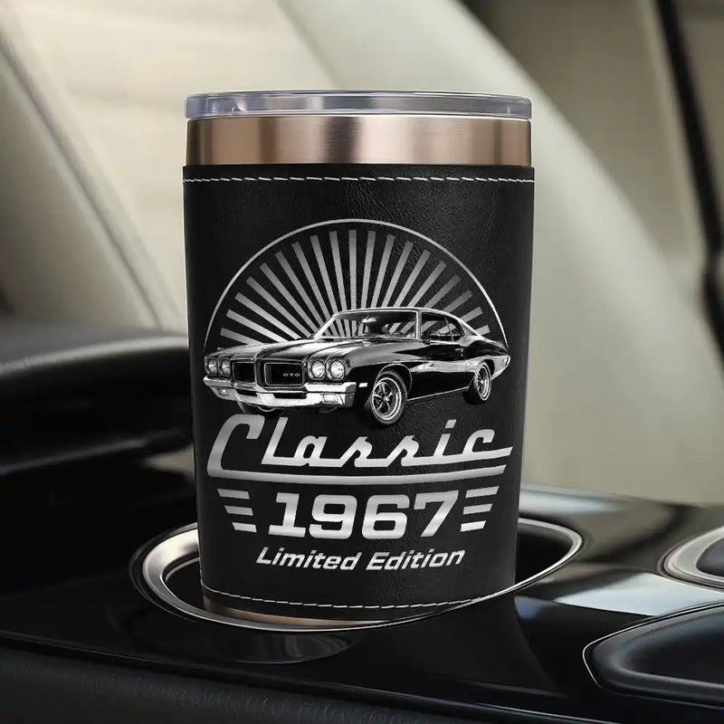 Custom Photo Classic Car Limited Edition - Personalized Leather Tumbler