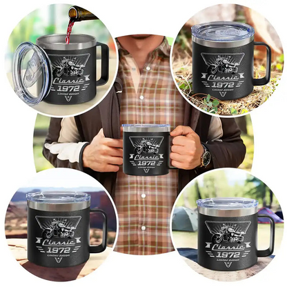 Custom Photo Classic Car Limited Edition - Personalized 14oz Stainless Steel Tumbler With Handle