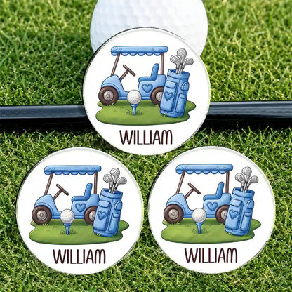 Colorful Golf Cart Golf Ball Marker - Personalized Acrylic Magnetic Clip