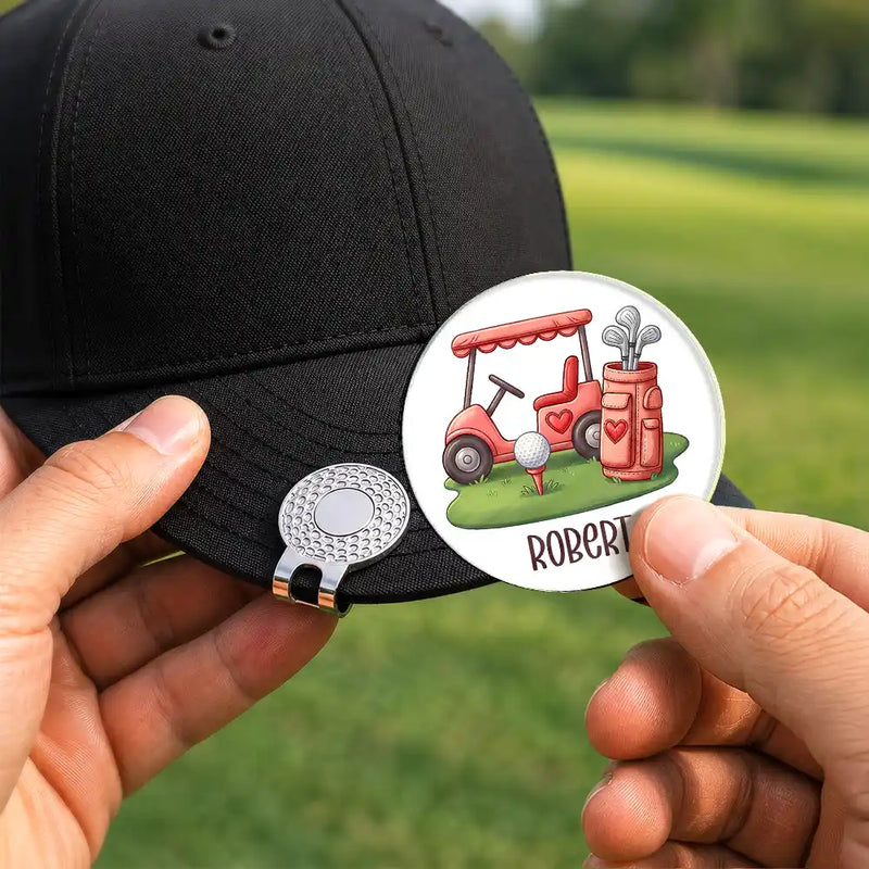 Colorful Golf Cart Golf Ball Marker - Personalized Acrylic Magnetic Clip