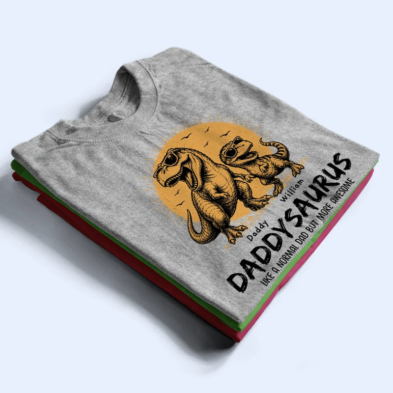 Cool Dinosaur Retro Yellow Vintage Daddysaurus - Personalized T Shirt