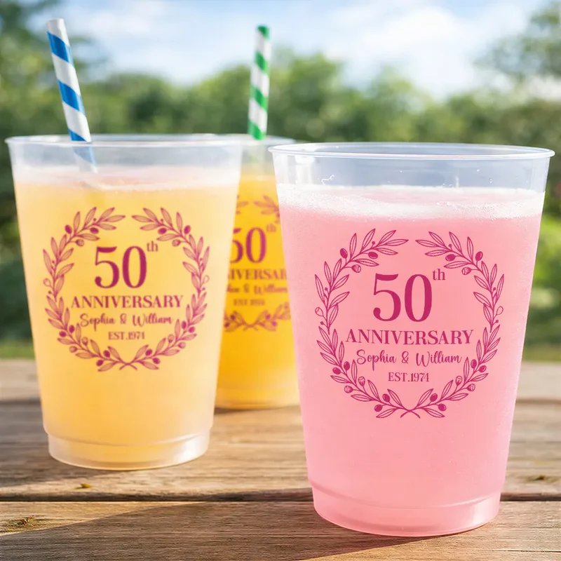 Couple Wedding Anniversary Party - Personalized Frosted Cups