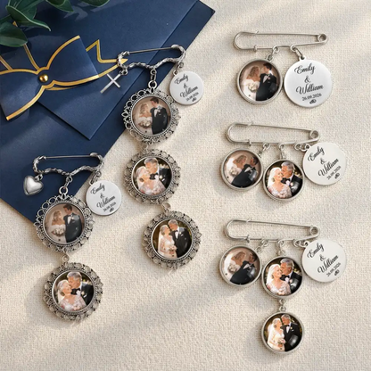 Custom Photo Couple Wedding Day - Personalized Lapel Pin