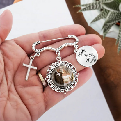 Custom Photo Couple Wedding Day - Personalized Lapel Pin