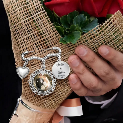 Custom Photo Couple Wedding Day - Personalized Lapel Pin