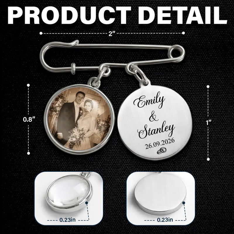 Custom Photo Couple Wedding Day - Personalized Lapel Pin