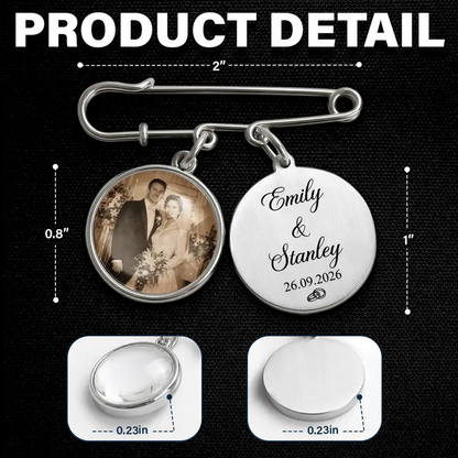 Custom Photo Couple Wedding Day - Personalized Lapel Pin
