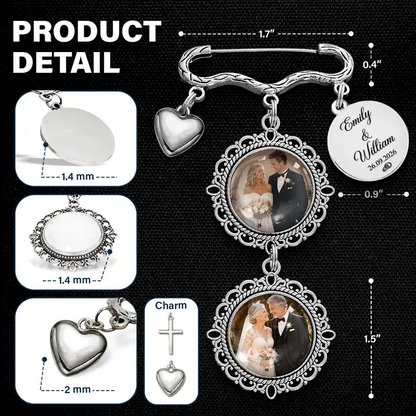 Custom Photo Couple Wedding Day - Personalized Lapel Pin